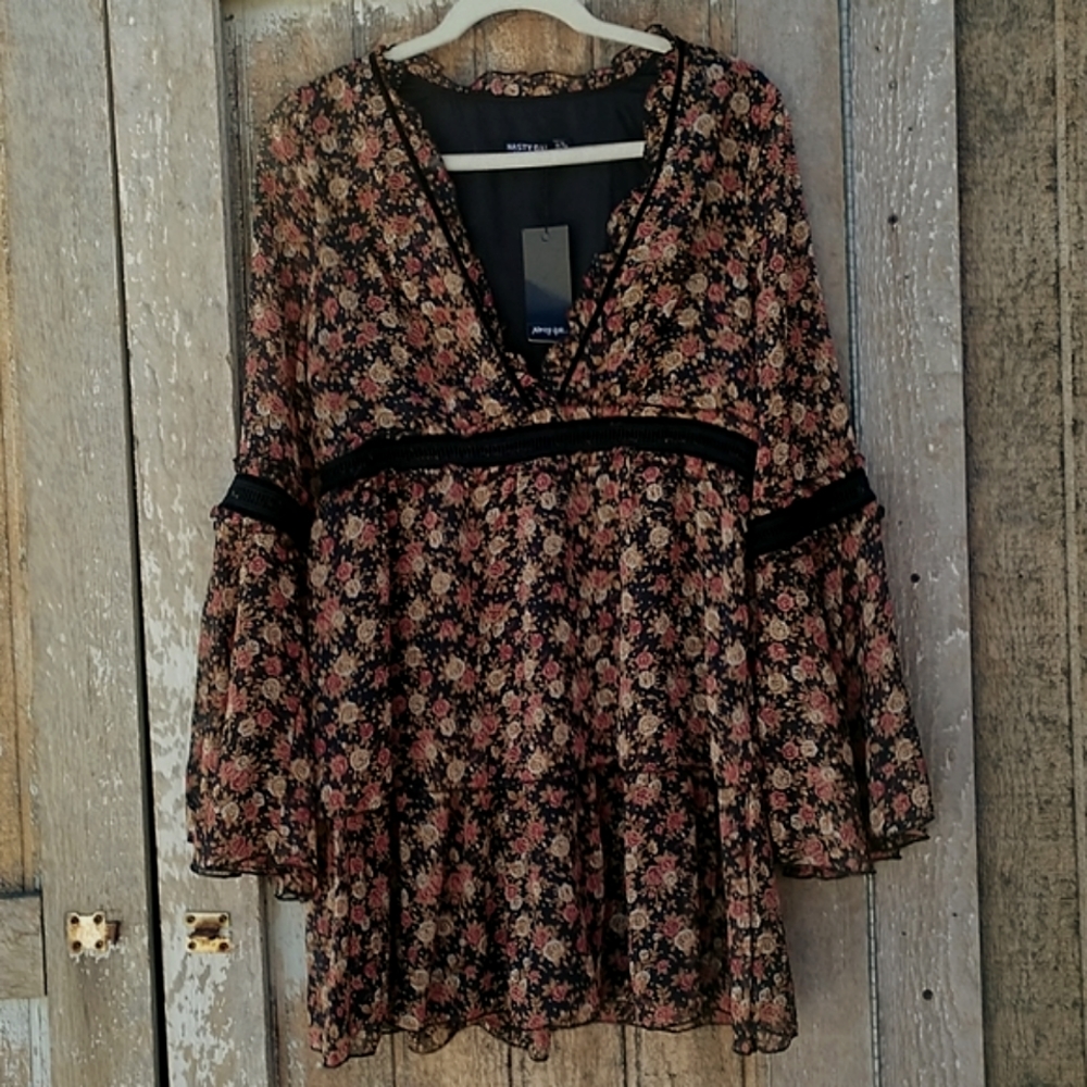 New Nasty Gal Floral Mini Dress | Size 8